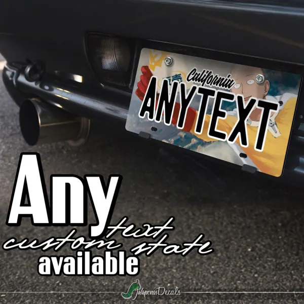 Saitama Senpai Caped Baldy A-Class Rank 39 Hero Power The Fist CUSTOM ANY TEXT STATE Printed Aluminum Composite Car Vanity License Plate>