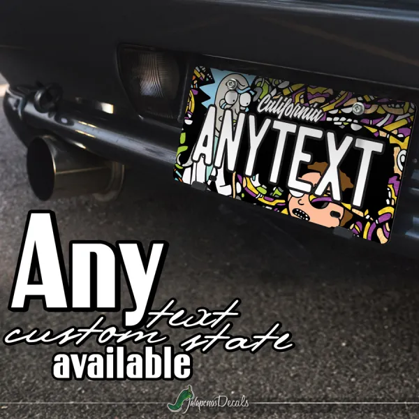 Cartoon Morty Funny Wubalubadubdub Rick CUSTOM ANY TEXT STATE Printed Aluminum Composite Car Vanity License Plate>