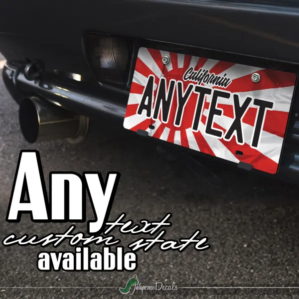 JDM Rising Sun Japan Flag Low Stance Show Event CUSTOM ANY TEXT STATE Printed Aluminum Composite Car Vanity License Plate>