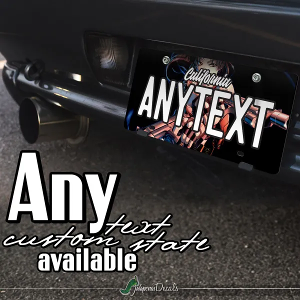 Revy Rebecca Lee Two Hand Guns Beretta Sexy Hot Guns Anime Girl Boobs Manga Girl CUSTOM ANY TEXT STATE Printed Aluminum Composite Car Vanity License Plate>