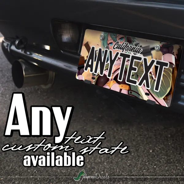 Sinon Asada Shino Sniper Rifle Hecate 2 ALfheim Waifu Otaku Anime Manga CUSTOM ANY TEXT STATE Printed Aluminum Composite Car Vanity License Plate>