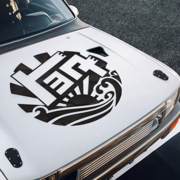 Great Wave トヨタ Hood JDM Japan TEQ Rising Sun Sunburst Japan Made Nippon Street Racing Development Drift Circuit Tuning Car Vinyl Sticker Decal>