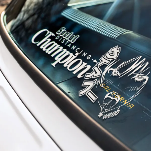 2x Pair Weeb ウィアブー Social Distancing Champion Otaku Waifu Sexy Hot Anime Manga Girl Kawaii JDM Funny Car Side Vinyl Sticker Decal>