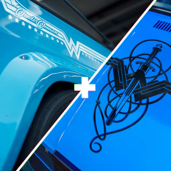 SPECIAL OFFER! Set of 2x Diana Prince Side Stripes + Hood Diana Prince Sword Lasso of Truth Sword Car Vinyl Sticker Decal>