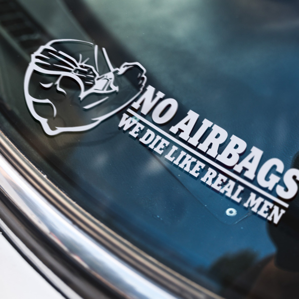 2x Pair No Airbags We Die Like Real Men Funny Racing Muscle Retro Car Vinyl Sticker Decal>